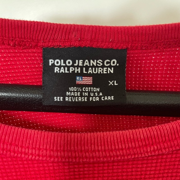 VTG 90s Polo Ralph Lauren Jeans Co Red Waffle Knit Shirt - Picture 2 of 6